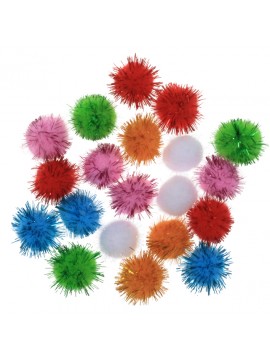 POMPONS GLITTER ΔΙΑΦΟΡΕΣ ΑΠΟΧΡΩΣΕΙΣ ΣΕΤ 20 ΤΕΜAΧΙΩΝ ΜΕΓΕΘΟΣ 25 MM CLIPPONDI * CN *