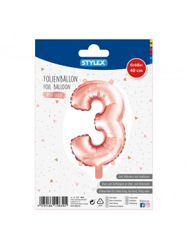 ΜΠΑΛΟΝΙ *ΑΡΙΘΜΟΣ 3 METΑΛΛΙΖΕ ΧΡΩΜΑ ROSEGOLD - SILVER 1 ΤΕΜΑΧΙΟ, ΜΕΓΕΘΟΣ 40CM STYLEX