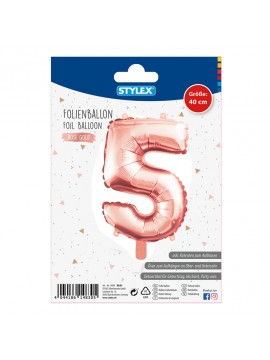 ΜΠΑΛΟΝΙ *ΑΡΙΘΜΟΣ 5 METΑΛΛΙΖΕ ΧΡΩΜΑ ROSEGOLD - SILVER 1 ΤΕΜΑΧΙΟ, ΜΕΓΕΘΟΣ 40CM STYLEX