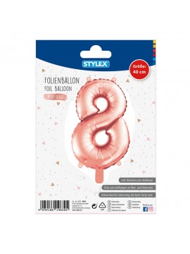 ΜΠΑΛΟΝΙ *ΑΡΙΘΜΟΣ 8 METΑΛΛΙΖΕ ΧΡΩΜΑ ROSEGOLD - SILVER 1 ΤΕΜΑΧΙΟ, ΜΕΓΕΘΟΣ 40CM STYLEX