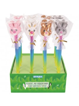 ΜΟΛΥΒΙ *ME ΓΟΜΑ TOPPER BUNNY COLLECTION 4 ΑΣΟΡΤΙ ΣΧΕΔΙΑ, ΣΕ ΣΤΑΝΤ 24 ΤΕΜΑΧΙΩΝ STYLEX