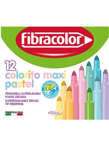 ΜΑΡΚΑΔΟΡΟΙ COLORITO MAXI PASTEL 12 ΧΡΩΜΑΤΩΝ ΜΥΤΗ 6ΜΜ FIBRACOLOR