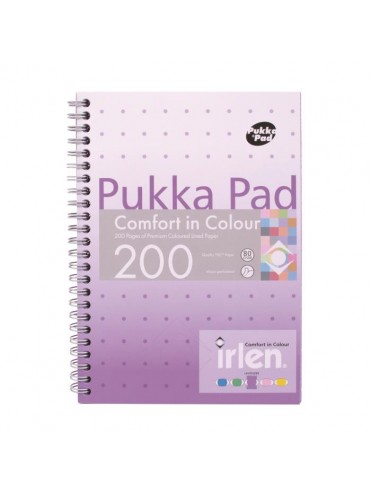 ΤΕΤΡΑΔΙΟ ΣΠΙΡΑΛ A5 ΧΡΩΜΑΤΙΣΤΟ ΜΩΒ IRLEN 200ΣΕΛ. 80GSM PUKKA