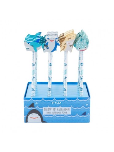 ΜΟΛΥΒΙ *ME ΓΟΜΑ TOPPER SHARK 4 ΑΣΟΡΤΙ ΣΧΕΔΙΑ, ΣΤΑΝΤ 24 ΤΕΜΑΧΙΩΝ STYLEX