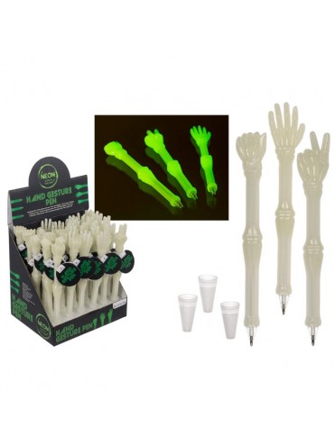 ΣΤΥΛΟ HAND GESTURES- ΣΚΕΛΕΤΟΣ  GLOW IN THE DARK (13,5CM), 3 ΑΣΟΡΤΙ ΧΡΩΜΑΤΑ, ΣΤΑΝΤ 36 ΤΕΜΑΧΙΩΝ BLUE GIFTS