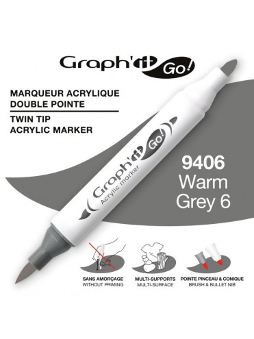 ΜΑΡΚΑΔΟΡΟΙ ΑΚΡΥΛΙΚΟΙ ΔΙΠΛΗ ΜΥΤΗ ΠΙΝΕΛΟ WARM GREY 6  ΚΟΥΤΙ 3 ΤΕΜΑΧΙΩΝ GRAPH IT GO OZ