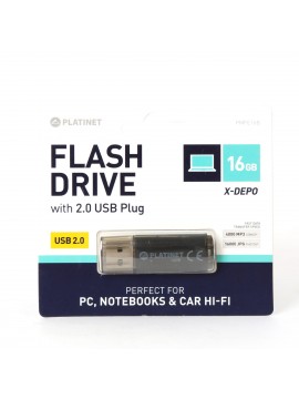 USB STICK 2.0 X-DEPO 16GB ΜΑΥΡΟ PLATINET