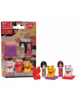 ΓΟΜΑ 3D ΣΕ BLISTER, ΣΧΕΔΙΟ KOKESHI AND LUCKY CAT IWAKO