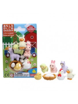 ΓΟΜΑ 3D ΣΕ BLISTER, ΣΧΕΔΙΟ CHICKEN AND FRIENDS IWAKO
