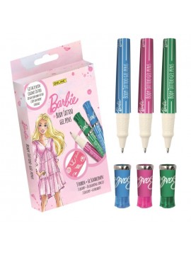 ΣΤΥΛΟ GEL TATTOO BARBIE ( + 3 ΧΡΩΜΑΤΙΣΤΑ ΣΤΕΛΣΙΛ), ΣΕΤ 3 ΑΣΟΡΤΙ ΧΡΩΜΑΤΑ ONLINE
