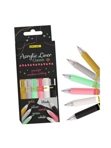 ΣΤΥΛΟ ΑΚΡΥΛΙΚΟ ΜΕ ΚΟΥΜΠΙ (ACRYLIC LINER CLASSIC),  6 ΑΣΟΡΤΙ ΧΡΩΜΑΤΑ, ΣΕ ΠΛΑΣΤΙΚΗ ΘΗΚΗ ONLINE