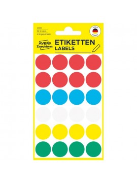 ΕΤΙΚΕΤΕΣ ΣΤΡΟΓΓΥΛΕΣ ΑΣΟΡΤΙ 5 ΧΡΩΜΑΤΑ MARKING DOTS ΔΙΑΜ. 18 MM 96 ΕΤΙΚ. ΠΑΚΕΤΟ 3089 AVERY ZWECKFORM