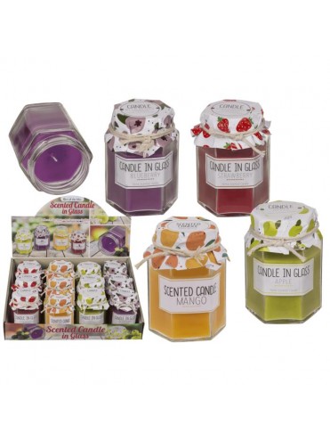 ΚΕΡΙ ΑΡΩΜΑΤΙΚΟ ΦΡΟΥΤΩΝ ΣΕ ΒΑΖΑΚΙ (5,5 Χ 5,5 Χ 8CM), 4 ΑΡΩΜΑΤΑ ΣΤΑΝΤ 12 ΤΕΜΑΧΙΩΝ BLUE GIFTS