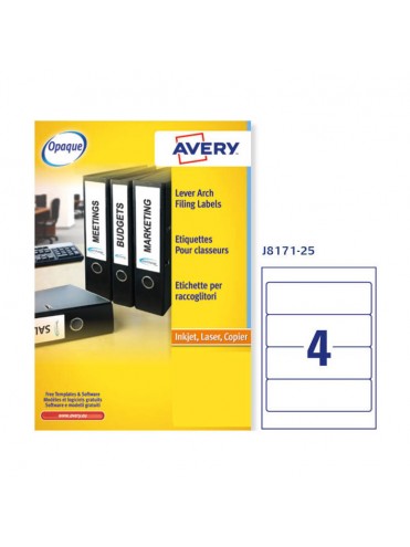 ΕΤΙΚΕΤΕΣ *ΛΕΥΚΕΣ INKJET 200X60 4 ΦΥΛΛΟ ΠΑΚΕΤΟ 25 ΦΥΛΛΩΝ AVERY