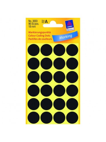 ΕΤΙΚΕΤΕΣ ΣΤΡΟΓΓΥΛΕΣ ΜΑΥΡΟ MARKING DOTS ΔΙΑΜΕΤΡΟ 18 MM 96 ΕΤΙΚ. ΠΑΚΕΤΟ 3003 AVERY ZWECKFORM