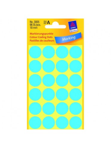 ΕΤΙΚΕΤΕΣ ΣΤΡΟΓΓΥΛΕΣ ΜΠΛΕ MARKING DOTS ΔΙΑΜΕΤΡΟ 18 MM 96 ΕΤΙΚ. ΠΑΚΕΤΟ 3005 AVERY ZWECKFORM