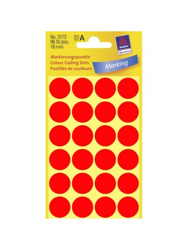 ΕΤΙΚΕΤΕΣ ΣΤΡΟΓΓΥΛΕΣ NEON ΚΟΚΚΙΝΟ MARKING DOTS ΔΙΑΜΕΤΡΟ 18 MM 96 ΕΤΙΚ. ΠΑΚΕΤΟ 3172 AVERY ZWECKFORM