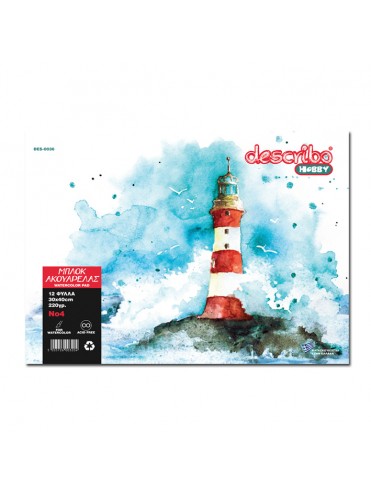 ΜΠΛΟΚ *ΑΚΟΥΑΡΕΛΑΣ Νο4 220 GR, 30 Χ 40CM 12 ΦΥΛΛΩΝ DESCRIBO