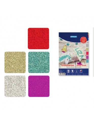 *ΜΠΛΟΚ ΚΟΛΑΖ GLITTER A4 10 ΦΥΛΛΩΝ 5 ΑΣΟΡΤΙ ΧΡΩΜΑΤΑ STYLEX