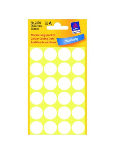 ΕΤΙΚΕΤΕΣ ΣΤΡΟΓΓΥΛΕΣ ΛΕΥΚΟ MARKING DOTS ΔΙΑΜ. 18 MM 96 ΕΤΙΚ. ΠΑΚΕΤΟ 3170 AVERY ZWECKFORM