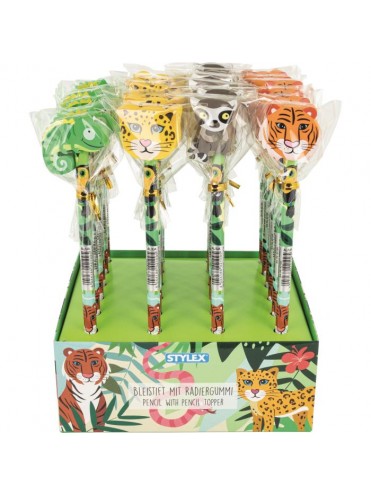 ΜΟΛΥΒΙ *ME ΓΟΜΑ TOPPER JUNGLE COLLECTION 4 ΑΣΟΡΤΙ ΣΧΕΔΙΑ, ΣΤΑΝΤ 24 ΤΕΜΑΧΙΩΝ STYLEX