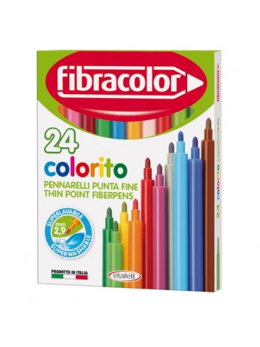 ΜΑΡΚΑΔΟΡΟΙ ΨΙΛΗΣ ΓΡΑΦΗΣ 2.9MM COLORITO 24 ΧΡΩΜΑΤΩΝ FIBRACOLOR