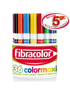 ΜΑΡΚΑΔΟΡΟΙ JUMBO COLORMAXI 36 ΤΕΜΑΧΙΩΝ 12 ΧΡΩΜΑΤΩΝ ΣΕ ΠOΤΗΡΙ FIBRACOLOR