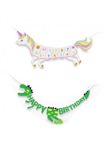 ΓΙΡΛΑΝΤΑ HAPPY BIRTHDAY ΜΗΚΟΣ 2,5 Μ ΣΧΕΔΙΟ UNICORN - ΔΕΙΝΟΣΑΥΡΟΣ STYLEX