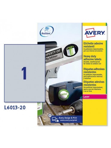 ΕΤΙΚΕΤΕΣ ΑΣΗΜΙ HEAVY DUTY LASER 210X297 1 ΦΥΛΛΟ ΠΑΚΕΤΟ 20 ΦΥΛΛΩΝ AVERY