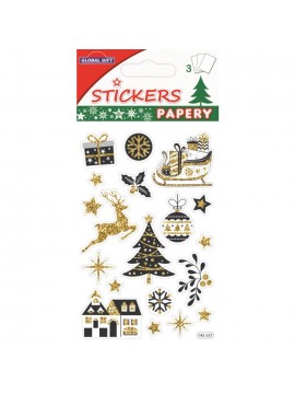 PAPERY CHRISTMAS STICKERS 8X13CM 145537 GLOBAL GIFT