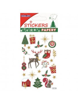 PAPERY CHRISTMAS STICKERS 8X13CM 145538 GLOBAL GIFT