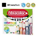 ΜΑΡΚΑΔΟΡΟΙ JUMBO COLORMAXI ΜΑΥΡΟ ΜΟΝΟΧΡΩΜΙΕΣ ΚΟΥΤΙ 12 ΤΕΜΑΧΙΩΝ FIBRACOLOR