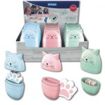 ΞΥΣΤΡΑ ΔΙΠΛΗ ΚΑΙ ΓΟΜΑ CAT COLLECTION 3 ΑΣΟΡΤΙ ΧΡΩΜΑΤΑ ΚΑΙ ΣΧΕΔΙΑ, ΣΕ ΣΤΑΝΤ 12 ΤΕΜΑΧΙΩΝ STYLEX