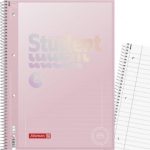 ΤΕΤΡΑΔΙΟ ΣΠΙΡΑΛ Α4 ΜΕ ΤΡΥΠΕΣ ΚΑΙ ΠΕΡΦΟΡΕ, STUDENT PASTEL PINK ΕΞΩΦΥΛΛΟ, 160ΣΕΛ. 90GSM BRUNNEN